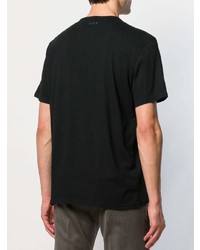 schwarzes bedrucktes T-Shirt mit einem Rundhalsausschnitt von John Varvatos Star USA