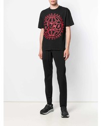 schwarzes bedrucktes T-Shirt mit einem Rundhalsausschnitt von McQ Alexander McQueen