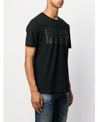 schwarzes bedrucktes T-Shirt mit einem Rundhalsausschnitt von Dondup