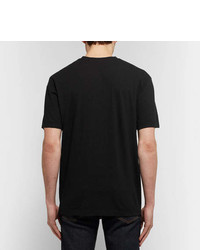 schwarzes bedrucktes T-Shirt mit einem Rundhalsausschnitt von Jean Shop