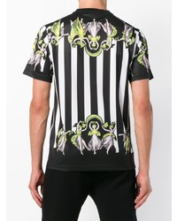 schwarzes bedrucktes T-Shirt mit einem Rundhalsausschnitt von Versace