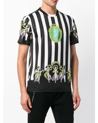 schwarzes bedrucktes T-Shirt mit einem Rundhalsausschnitt von Versace