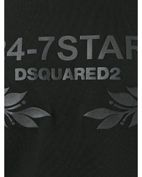 schwarzes bedrucktes T-Shirt mit einem Rundhalsausschnitt von DSQUARED2