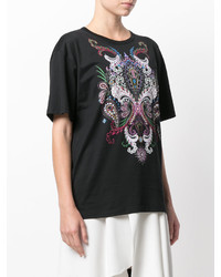 schwarzes bedrucktes T-Shirt mit einem Rundhalsausschnitt von Roberto Cavalli