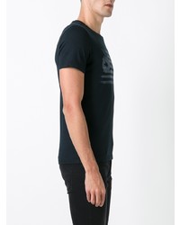 schwarzes bedrucktes T-Shirt mit einem Rundhalsausschnitt von John Varvatos