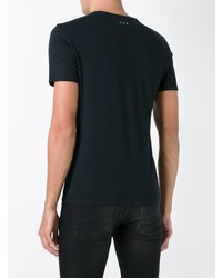 schwarzes bedrucktes T-Shirt mit einem Rundhalsausschnitt von John Varvatos