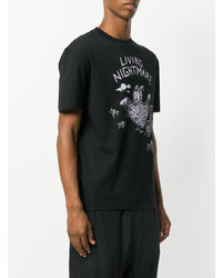 schwarzes bedrucktes T-Shirt mit einem Rundhalsausschnitt von McQ Alexander McQueen