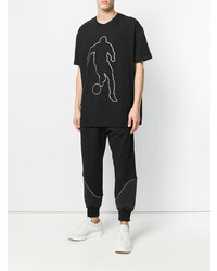 schwarzes bedrucktes T-Shirt mit einem Rundhalsausschnitt von Dirk Bikkembergs