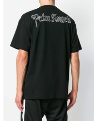 schwarzes bedrucktes T-Shirt mit einem Rundhalsausschnitt von Palm Angels