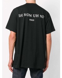 schwarzes bedrucktes T-Shirt mit einem Rundhalsausschnitt von Ih Nom Uh Nit