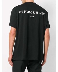 schwarzes bedrucktes T-Shirt mit einem Rundhalsausschnitt von Ih Nom Uh Nit