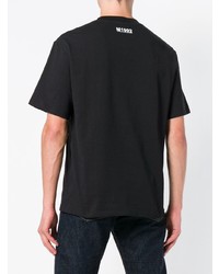 schwarzes bedrucktes T-Shirt mit einem Rundhalsausschnitt von M1992