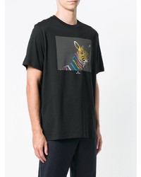 schwarzes bedrucktes T-Shirt mit einem Rundhalsausschnitt von Ps By Paul Smith