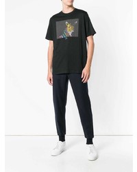 schwarzes bedrucktes T-Shirt mit einem Rundhalsausschnitt von Ps By Paul Smith