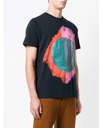 schwarzes bedrucktes T-Shirt mit einem Rundhalsausschnitt von Ps By Paul Smith