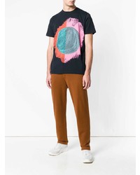 schwarzes bedrucktes T-Shirt mit einem Rundhalsausschnitt von Ps By Paul Smith