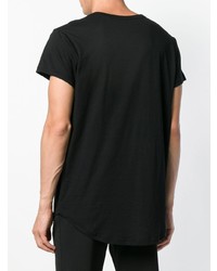 schwarzes bedrucktes T-Shirt mit einem Rundhalsausschnitt von Ann Demeulemeester