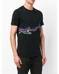 schwarzes bedrucktes T-Shirt mit einem Rundhalsausschnitt von Ps By Paul Smith