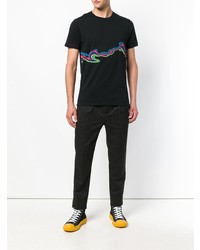 schwarzes bedrucktes T-Shirt mit einem Rundhalsausschnitt von Ps By Paul Smith