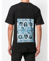 schwarzes bedrucktes T-Shirt mit einem Rundhalsausschnitt von Maison Margiela