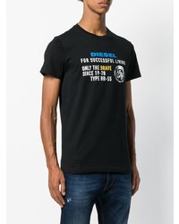 schwarzes bedrucktes T-Shirt mit einem Rundhalsausschnitt von Diesel