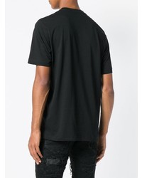 schwarzes bedrucktes T-Shirt mit einem Rundhalsausschnitt von Diesel