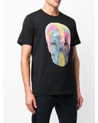 schwarzes bedrucktes T-Shirt mit einem Rundhalsausschnitt von Ps By Paul Smith