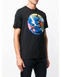 schwarzes bedrucktes T-Shirt mit einem Rundhalsausschnitt von Ps By Paul Smith