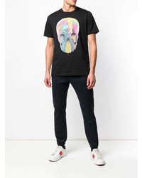 schwarzes bedrucktes T-Shirt mit einem Rundhalsausschnitt von Ps By Paul Smith