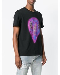 schwarzes bedrucktes T-Shirt mit einem Rundhalsausschnitt von Just Cavalli