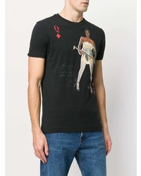 schwarzes bedrucktes T-Shirt mit einem Rundhalsausschnitt von Vivienne Westwood