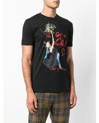 schwarzes bedrucktes T-Shirt mit einem Rundhalsausschnitt von Vivienne Westwood