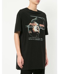 schwarzes bedrucktes T-Shirt mit einem Rundhalsausschnitt von Balmain