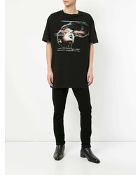 schwarzes bedrucktes T-Shirt mit einem Rundhalsausschnitt von Balmain