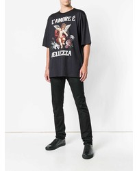 schwarzes bedrucktes T-Shirt mit einem Rundhalsausschnitt von Dolce & Gabbana