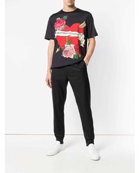 schwarzes bedrucktes T-Shirt mit einem Rundhalsausschnitt von Dolce & Gabbana