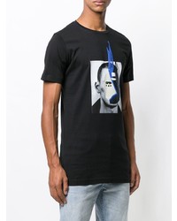 schwarzes bedrucktes T-Shirt mit einem Rundhalsausschnitt von Diesel Black Gold