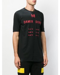 schwarzes bedrucktes T-Shirt mit einem Rundhalsausschnitt von Damir Doma