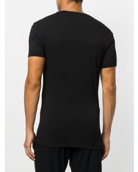 schwarzes bedrucktes T-Shirt mit einem Rundhalsausschnitt von Versace