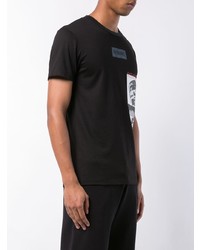 schwarzes bedrucktes T-Shirt mit einem Rundhalsausschnitt von Newams