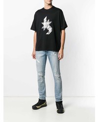 schwarzes bedrucktes T-Shirt mit einem Rundhalsausschnitt von Diesel Black Gold