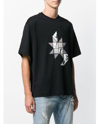 schwarzes bedrucktes T-Shirt mit einem Rundhalsausschnitt von Diesel Black Gold