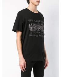 schwarzes bedrucktes T-Shirt mit einem Rundhalsausschnitt von Saint Laurent