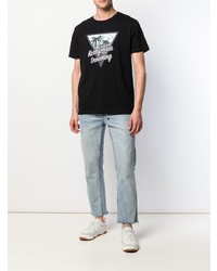 schwarzes bedrucktes T-Shirt mit einem Rundhalsausschnitt von Karl Lagerfeld