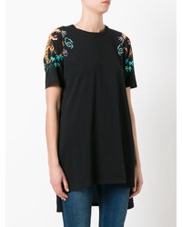 schwarzes bedrucktes T-Shirt mit einem Rundhalsausschnitt von Marcelo Burlon County of Milan