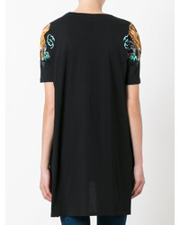 schwarzes bedrucktes T-Shirt mit einem Rundhalsausschnitt von Marcelo Burlon County of Milan