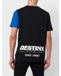 schwarzes bedrucktes T-Shirt mit einem Rundhalsausschnitt von Diesel