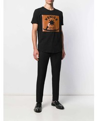 schwarzes bedrucktes T-Shirt mit einem Rundhalsausschnitt von Christian Pellizzari