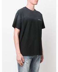 schwarzes bedrucktes T-Shirt mit einem Rundhalsausschnitt von Flaneur Homme