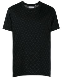 schwarzes bedrucktes T-Shirt mit einem Rundhalsausschnitt von Private Stock